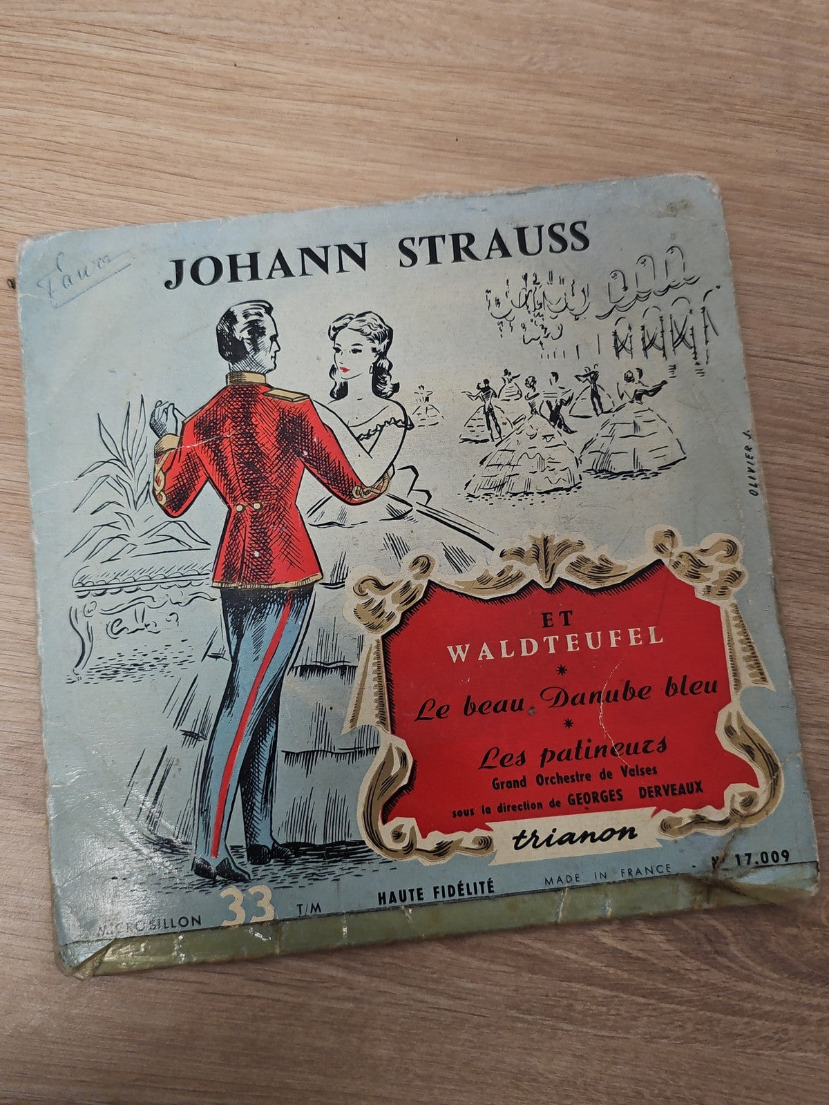 Vinyle 45 tours ancien rétro Strauss, disque vintage collection musique classiqu