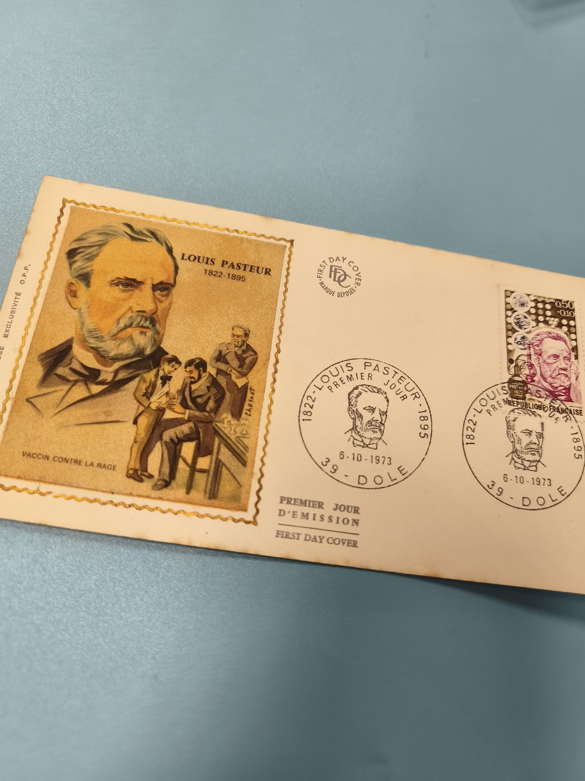 Enveloppe FDC premier jour Louis Pasteur 1973 timbre illustré vaccin rage