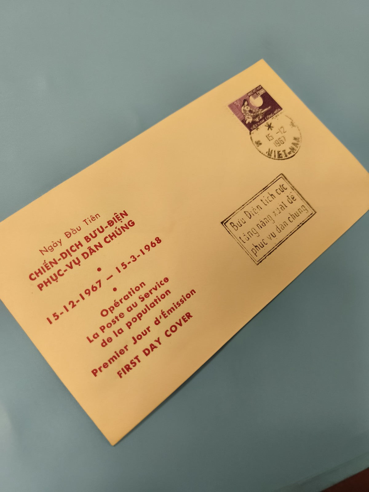 Ancienne enveloppe FDC Vietnam 1967-1968 timbre premier jour opération postale