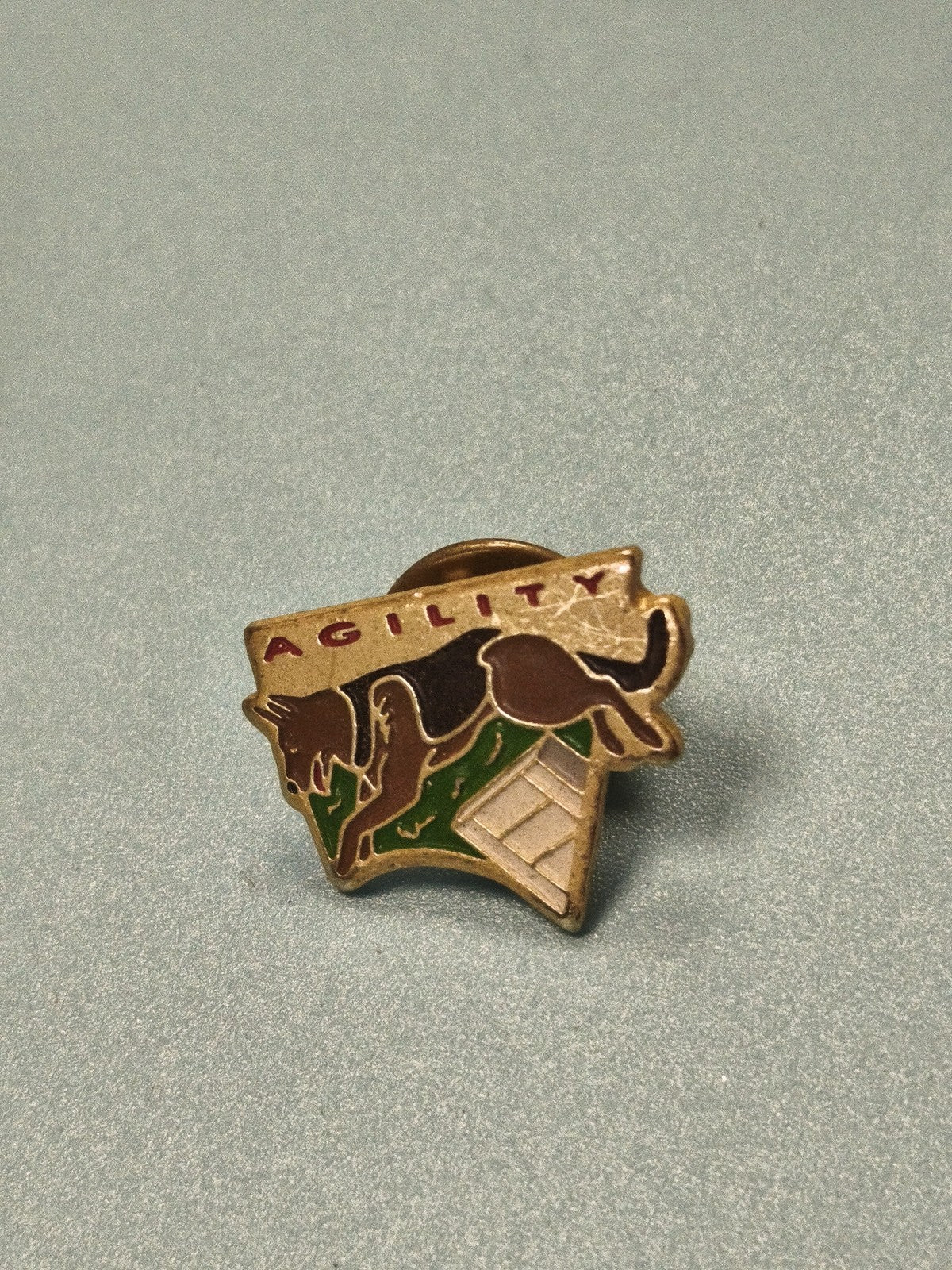 Vintage pin's agility chien saut obstacle émaillé collection sport canin