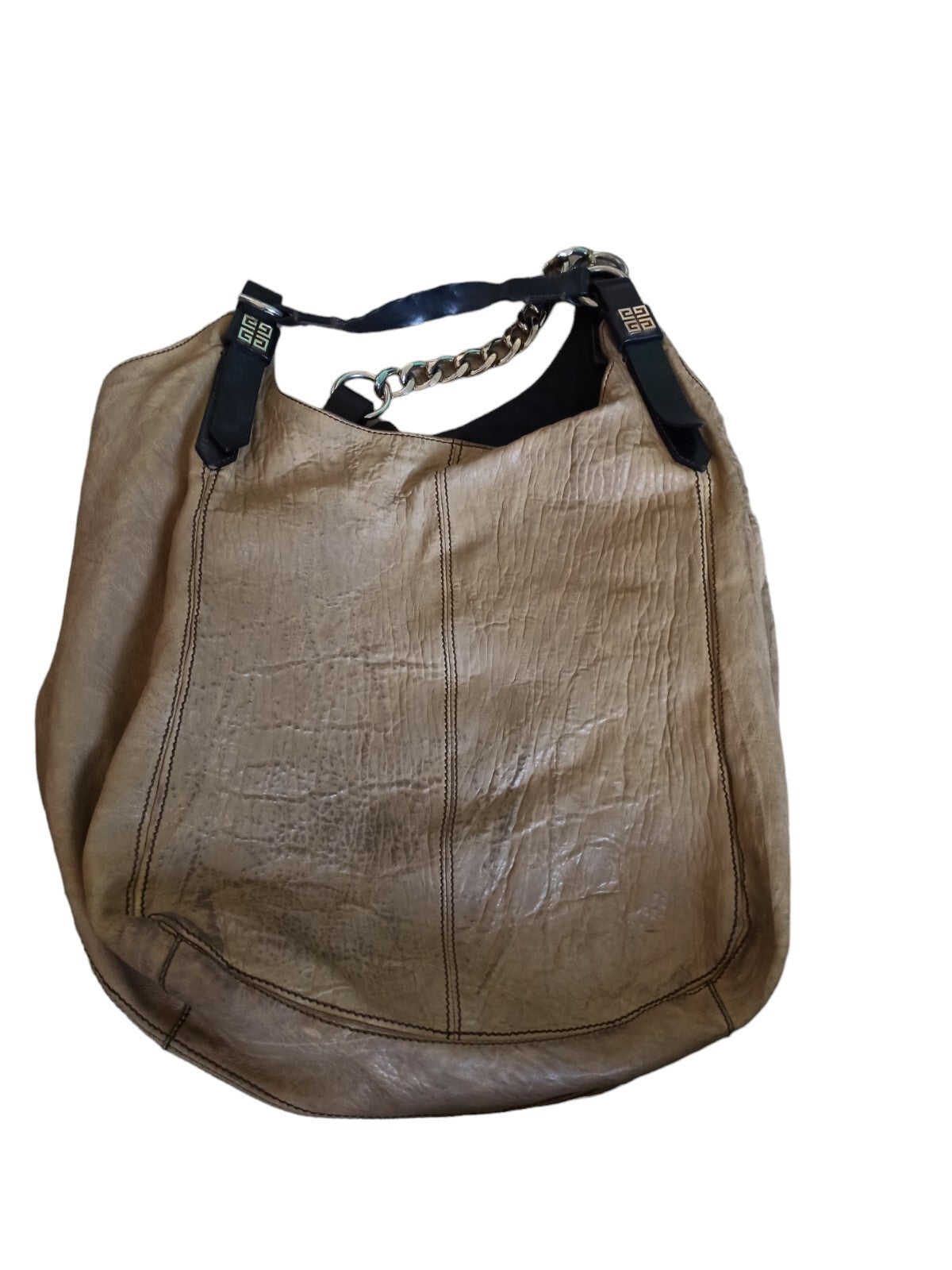 Sac à main Givenchy Paris cuir marron, anse chaîne, style élégant