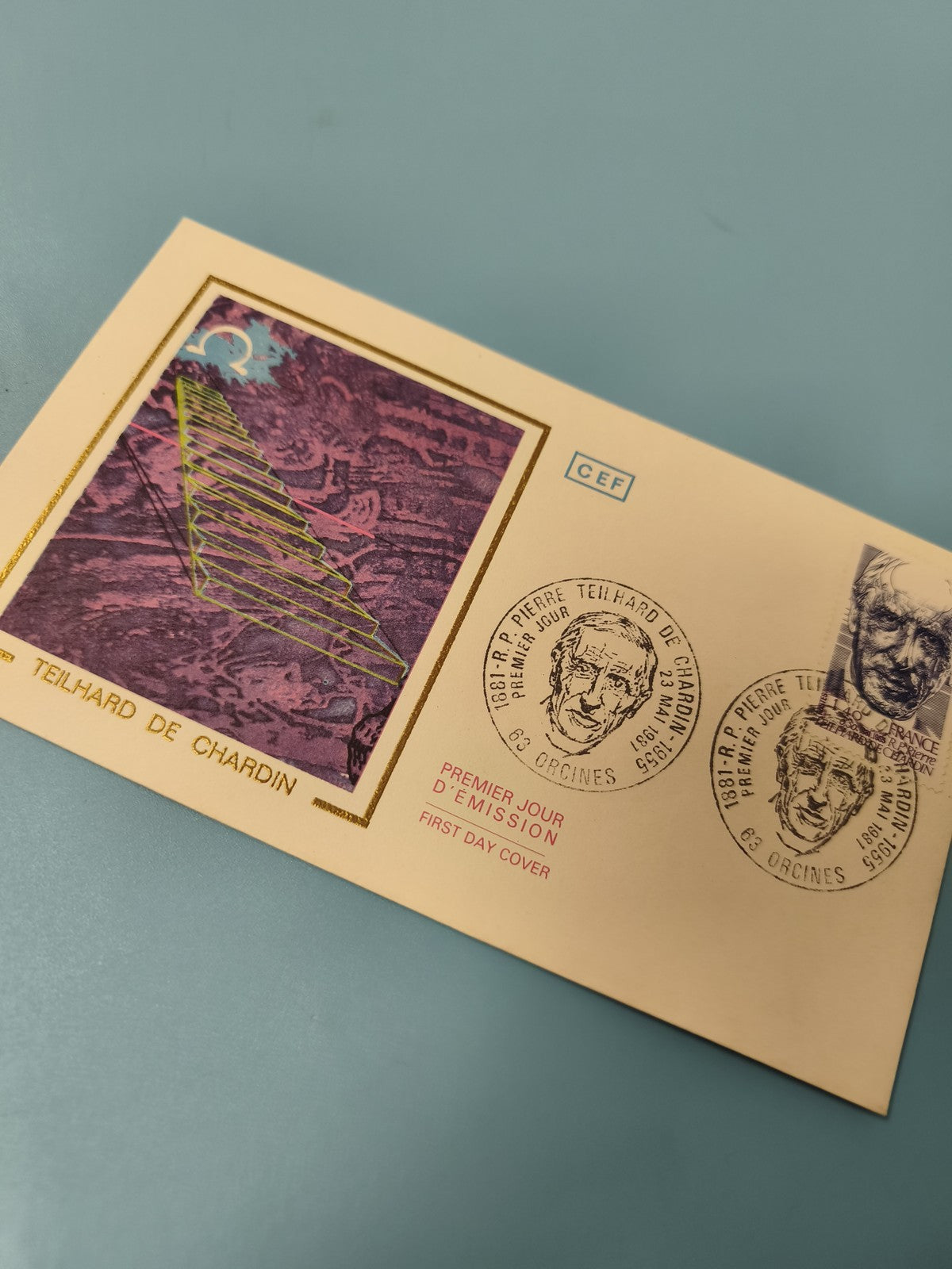 Enveloppe FDC premier jour d?émission Pierre Teilhard de Chardin timbre illustré