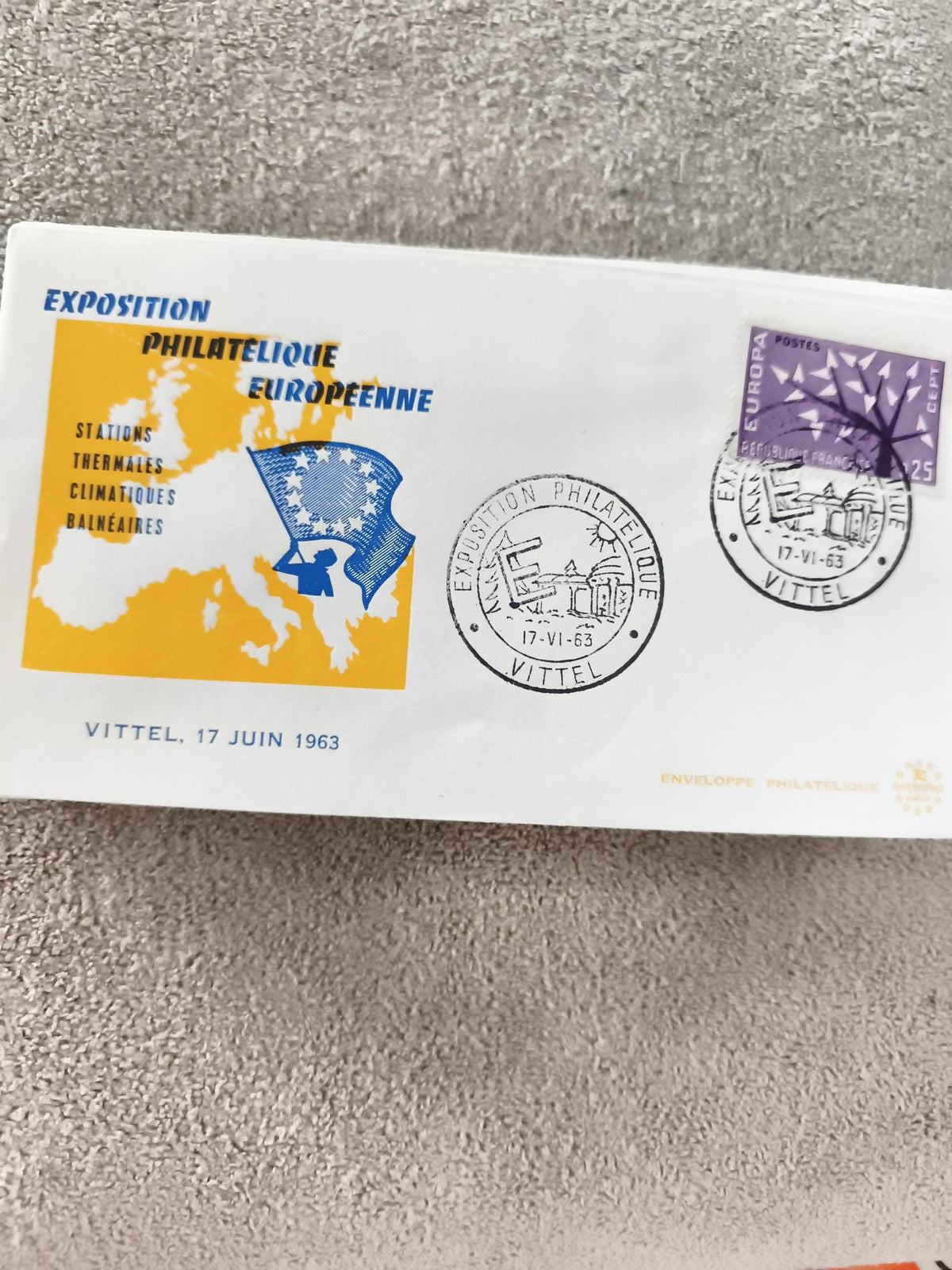 Enveloppe premier jour Exposition Philatélique Européenne Vittel 1963, timbre Eu