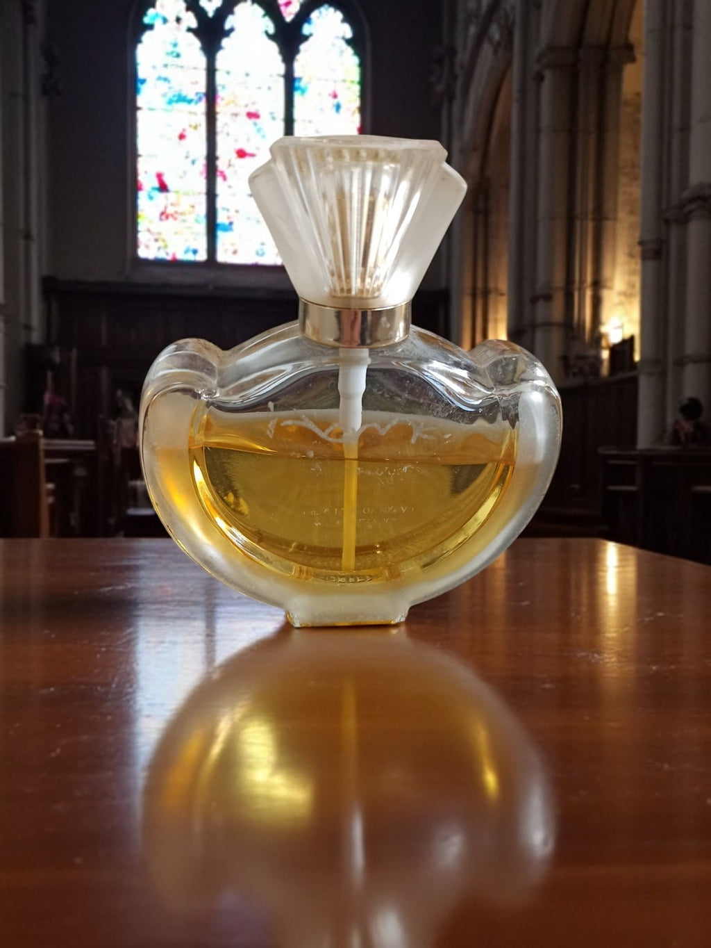 Bouteille parfum vintage verre soufflé, flacon vaporisateur Art déco