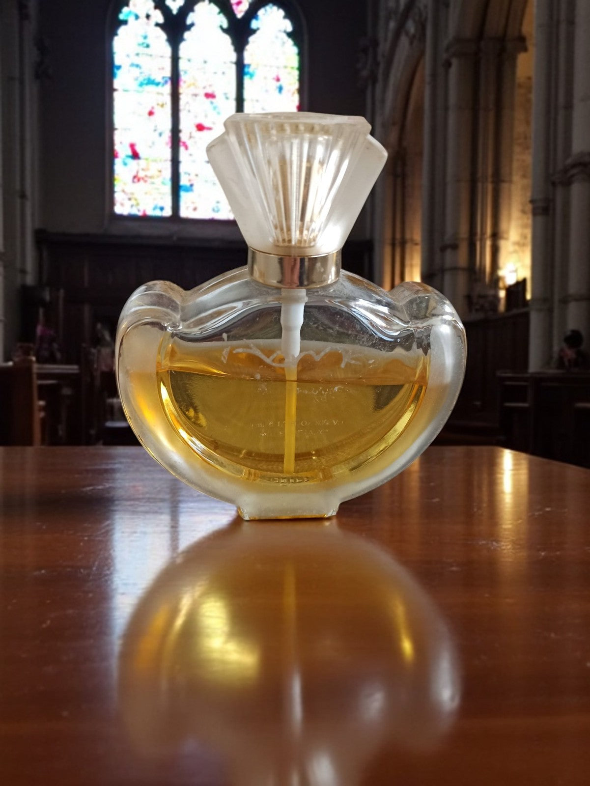 Bouteille parfum vintage verre soufflé, flacon vaporisateur Art déco