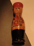 Poupée russe ancienne peinte main, motif floral, bois laqué vintage