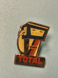 Vintage pin's TOTAL ancien, pompe à essence, logo rétro, collection auto