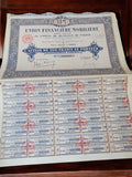 Action au porteur UFM 100 Francs années 1920 authentique vintage Paris