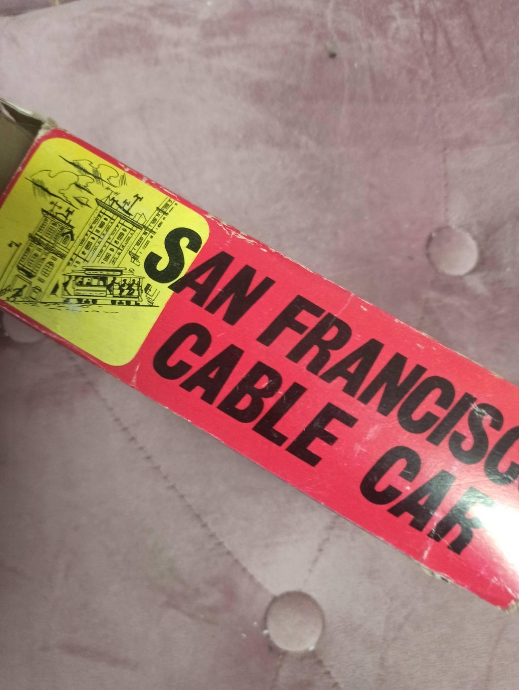 Jouet vintage cable car San Francisco boîte, friction, étain, Japon années 60