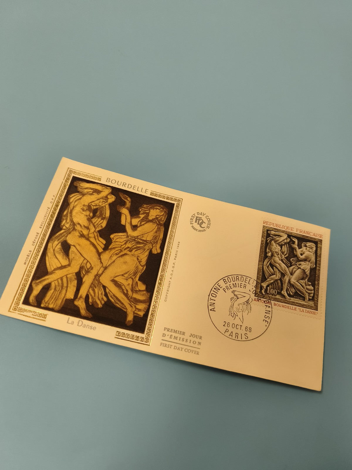 Enveloppe FDC premier jour d?émission Bourdelle La Danse timbre Paris 1968