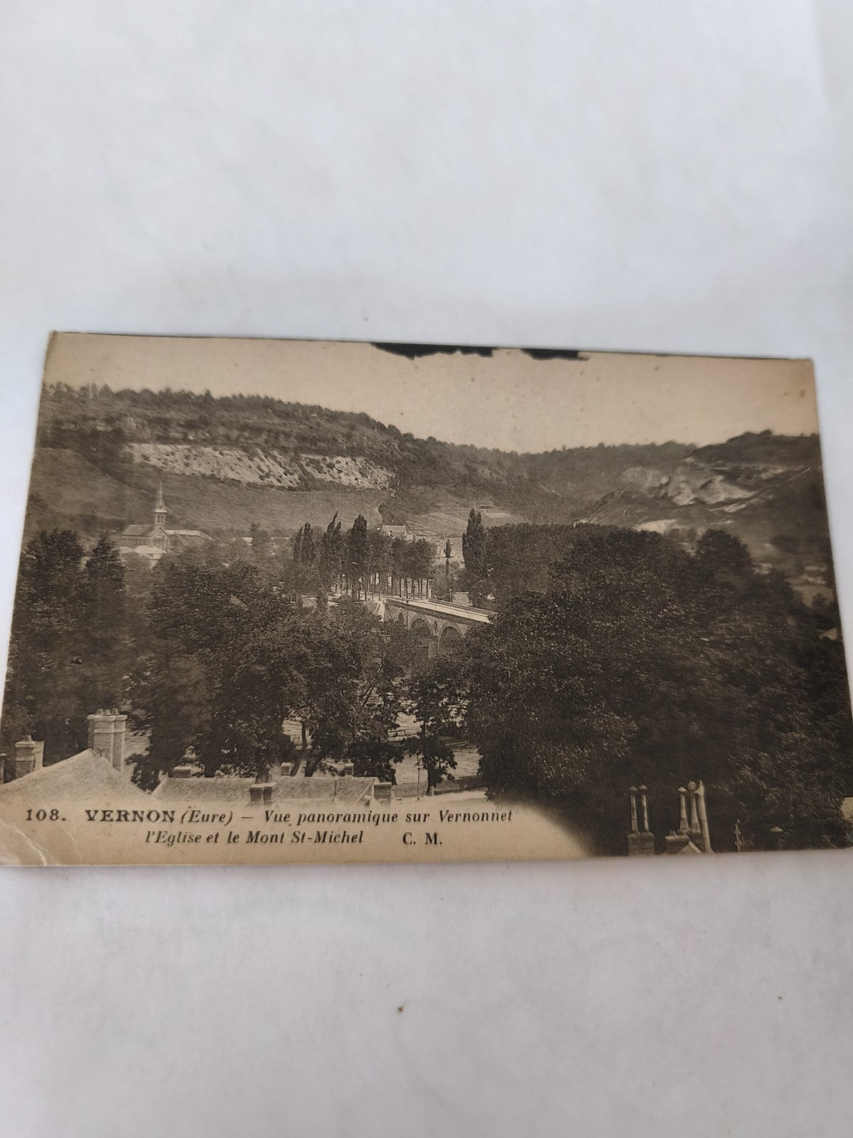 Carte postale ancienne vintage Vernon illustrée, collection rétro France authent
