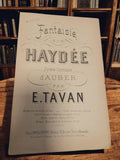 Partition ancienne Fantaisie sur Haydée Auber E. Tavan vintage Paris Margueritat