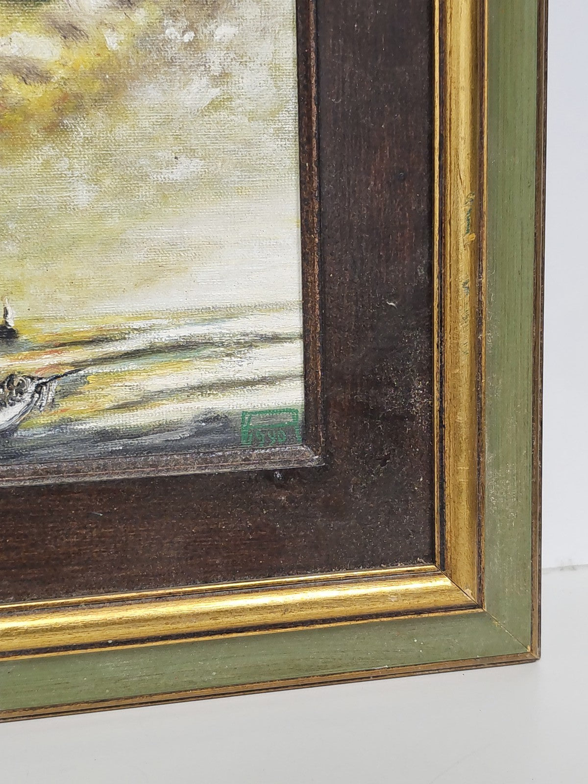 Vintage Segelboot Gemälde signiert 1990 altes Marinebild Retro Deko Sammelstück
