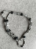Collier perles hématite et perles facettées noir argenté bijoux femme