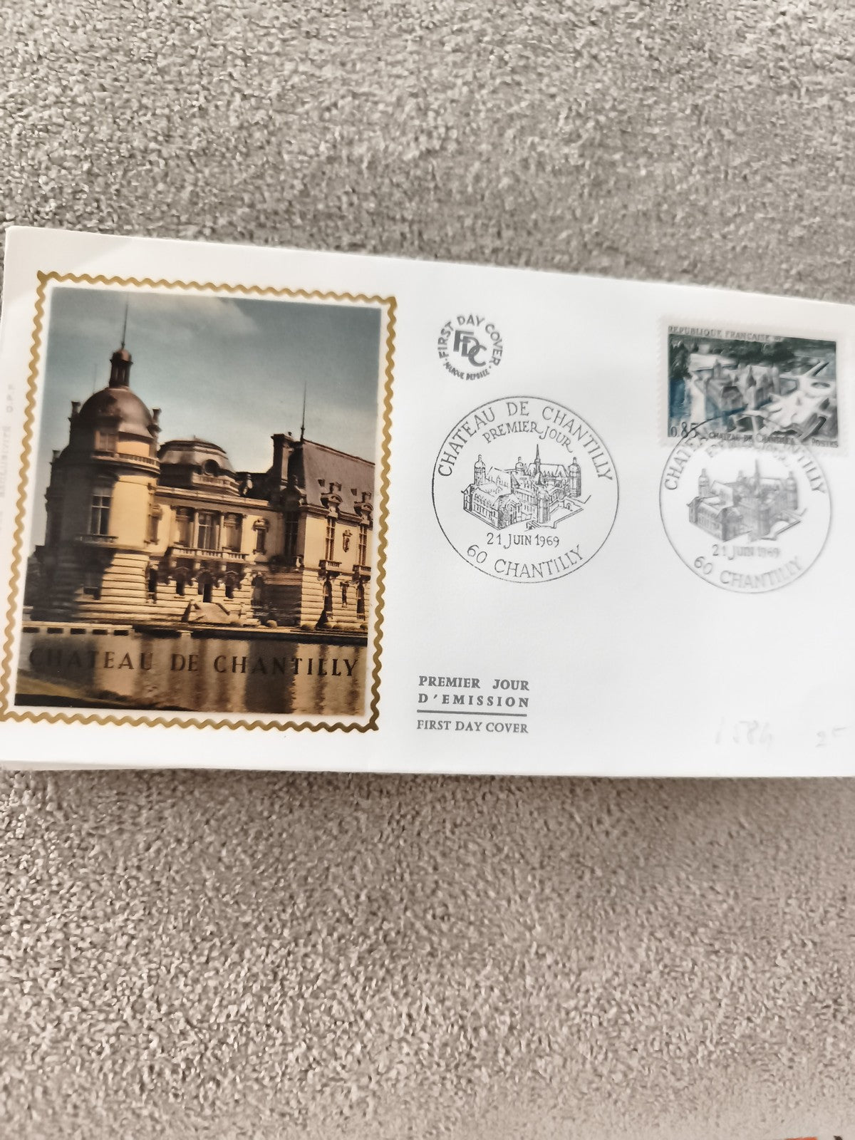 Lettre FDC Château de Chantilly 1969, Premier Jour, timbre ancien philatélie