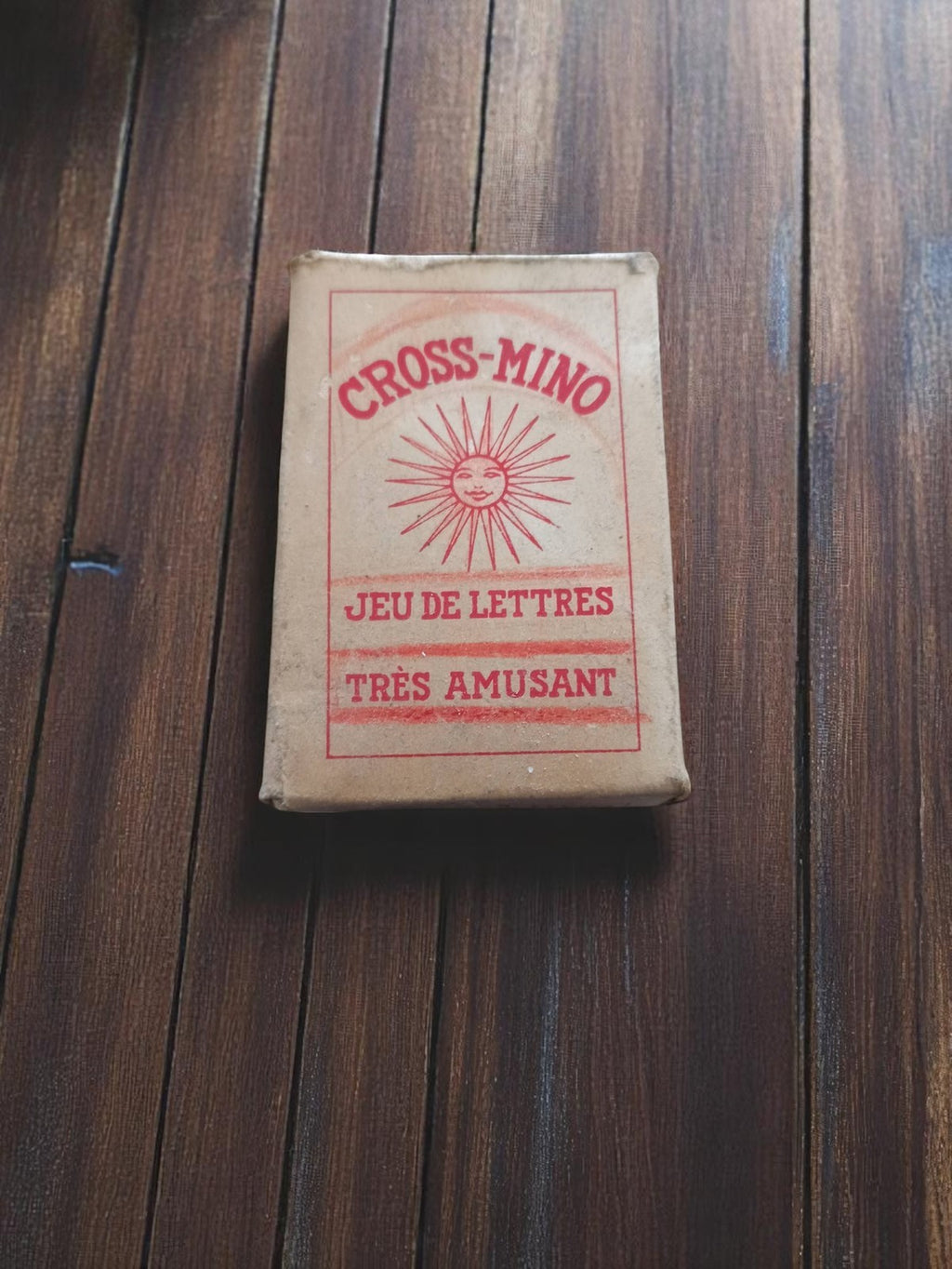 Jeu de lettres vintage Cross-Mino ancien, boîte carton, publicité rare