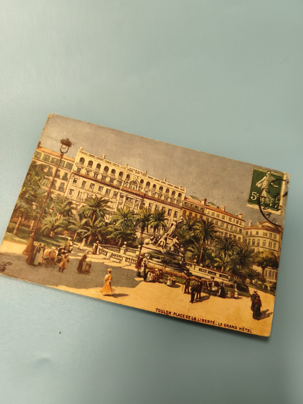Ancienne carte postale animée Toulon Place Liberté Grand Hôtel vintage