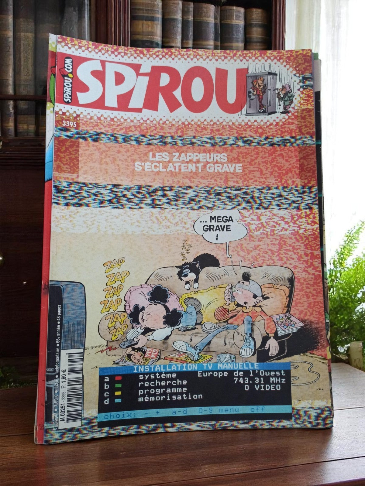 Magazine Spirou vintage n°3395 BD rétro années 90 couverture TV humour