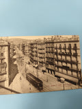 Ancienne carte postale animée Barcelone tramway Calle de Bailén vintage