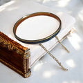 Collier rigide vintage Blanche Porte noir doré années 90 chaîne réglable