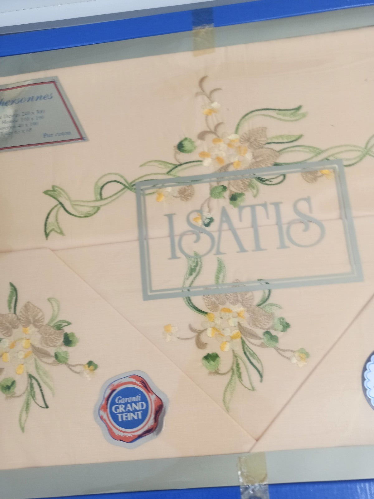 Parure de lit ISATIS linge de luxe broderie artisanale vintage rétro