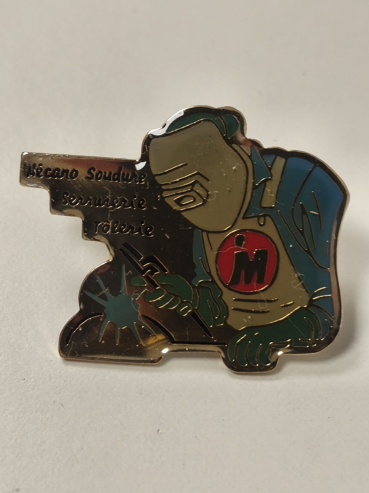 Pin's ancien rétro soudure, badge collection vintage métier artisanat rare