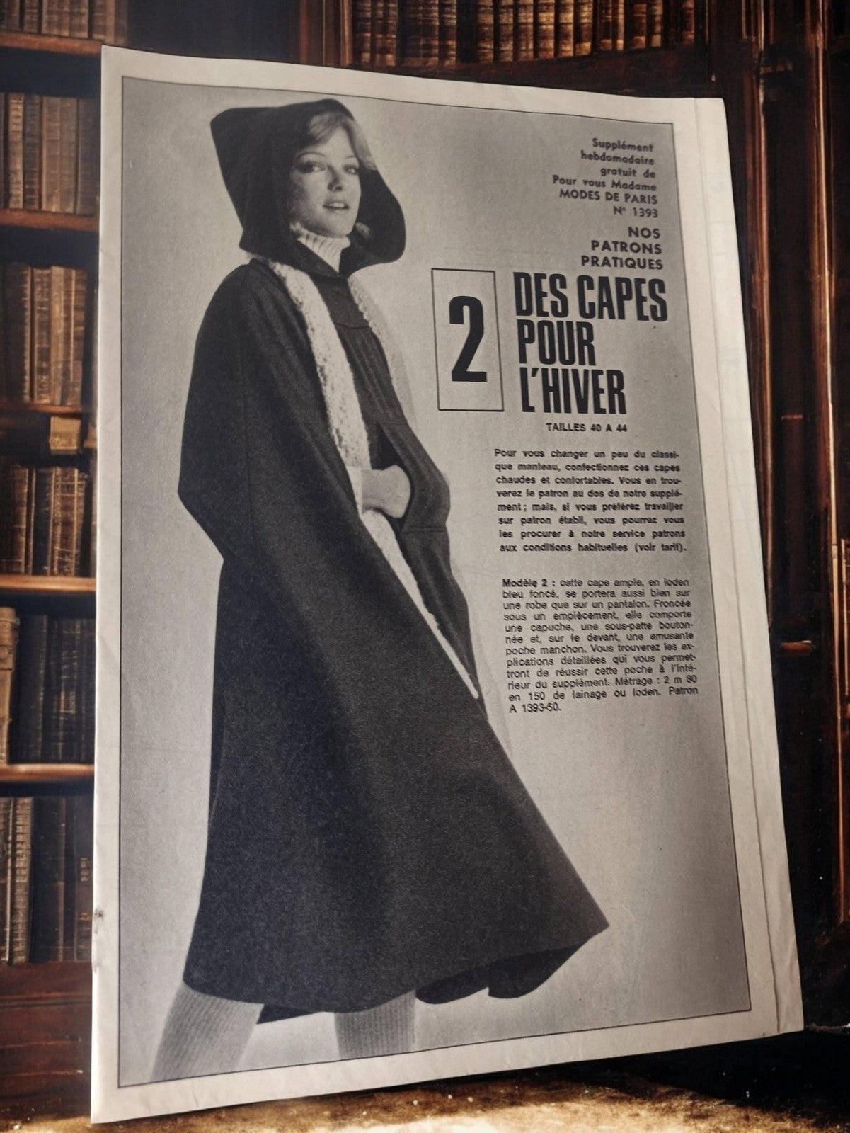 Patron couture vintage capes hiver Modes de Paris ancien rétro années 60