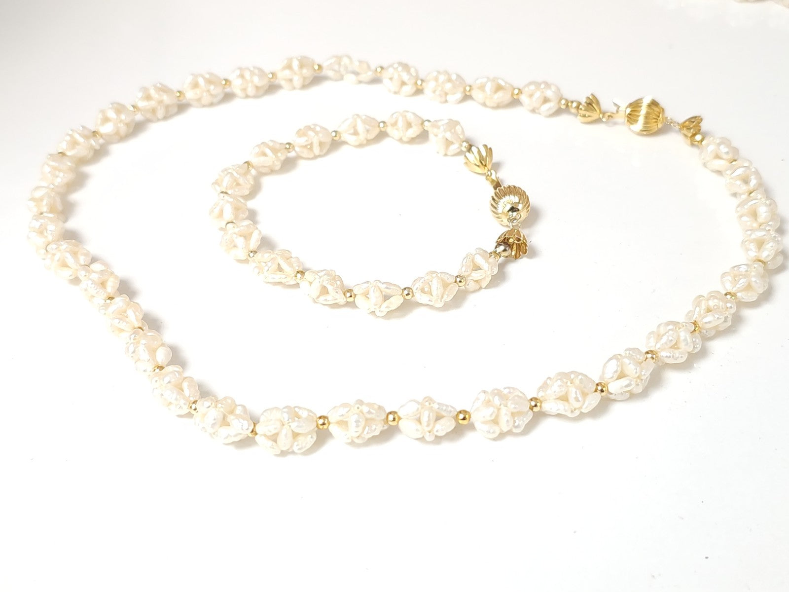 Lot vintage collier et bracelet perles de culture authentiques ancien collection