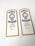 Vintage grand autocollant publicitaire Bombay Sapphire ancien, déco bar collecti