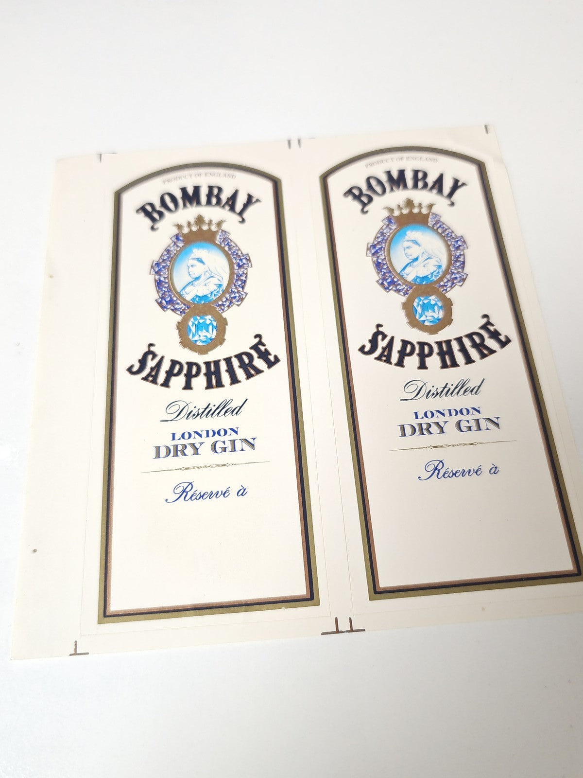 Vintage grand autocollant publicitaire Bombay Sapphire ancien, déco bar collecti