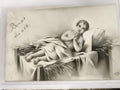 Carte postale ancienne Bonne Année Jésus enfant lit paille illustration religieu