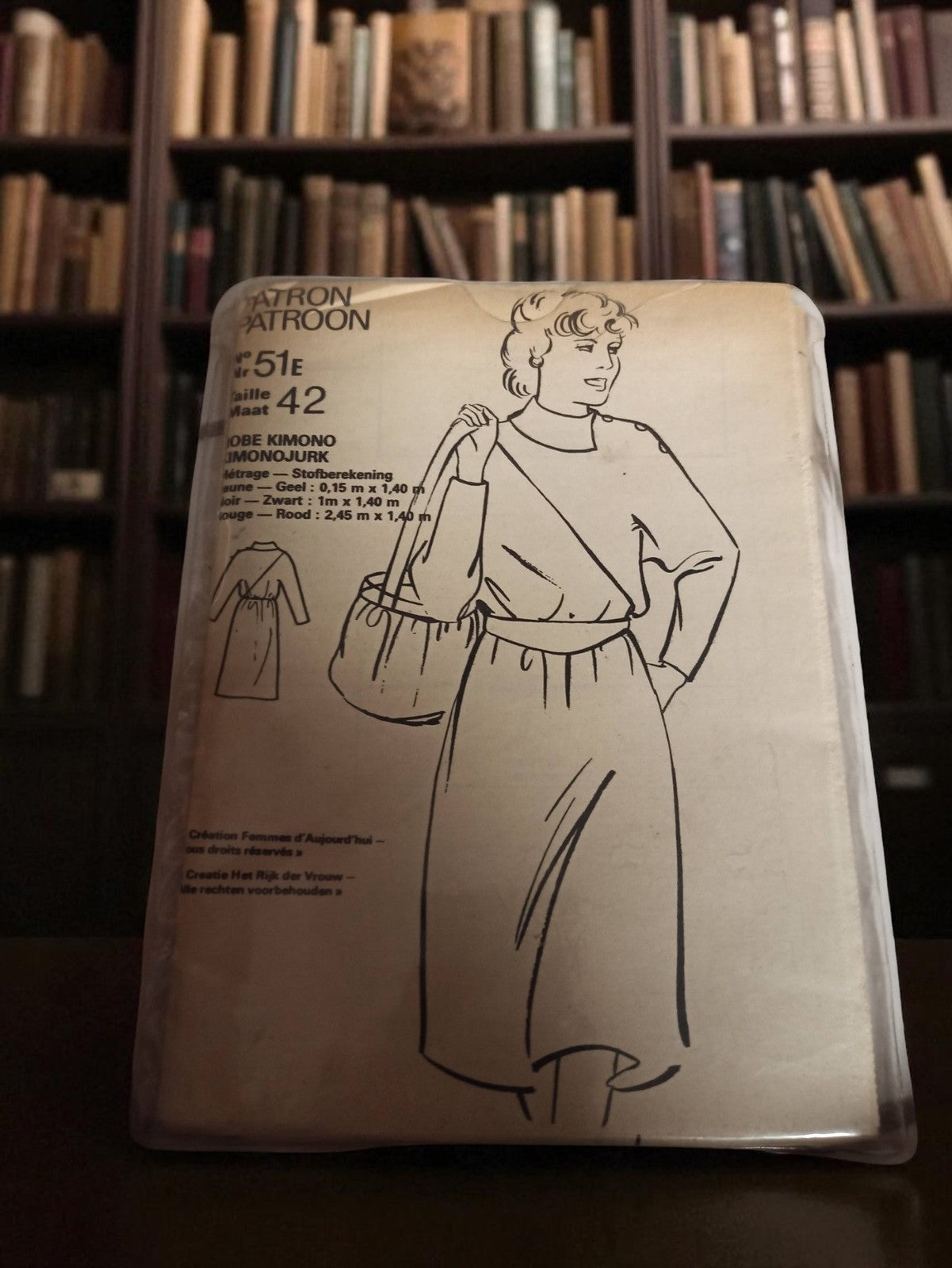Patron couture vintage robe kimono n°51E taille 42, ancien rétro années 70