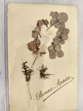 Carte postale ancienne Bonne Année fleurs séchées, CPA vintage début XXe