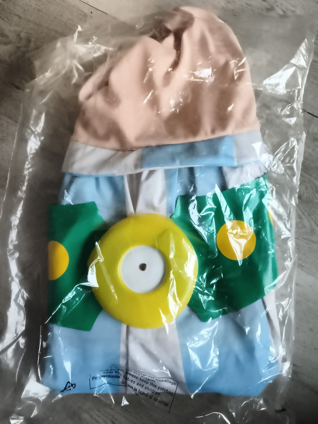 Costume Obélix enfant vintage Parc Astérix ancien déguisement bleu rayé