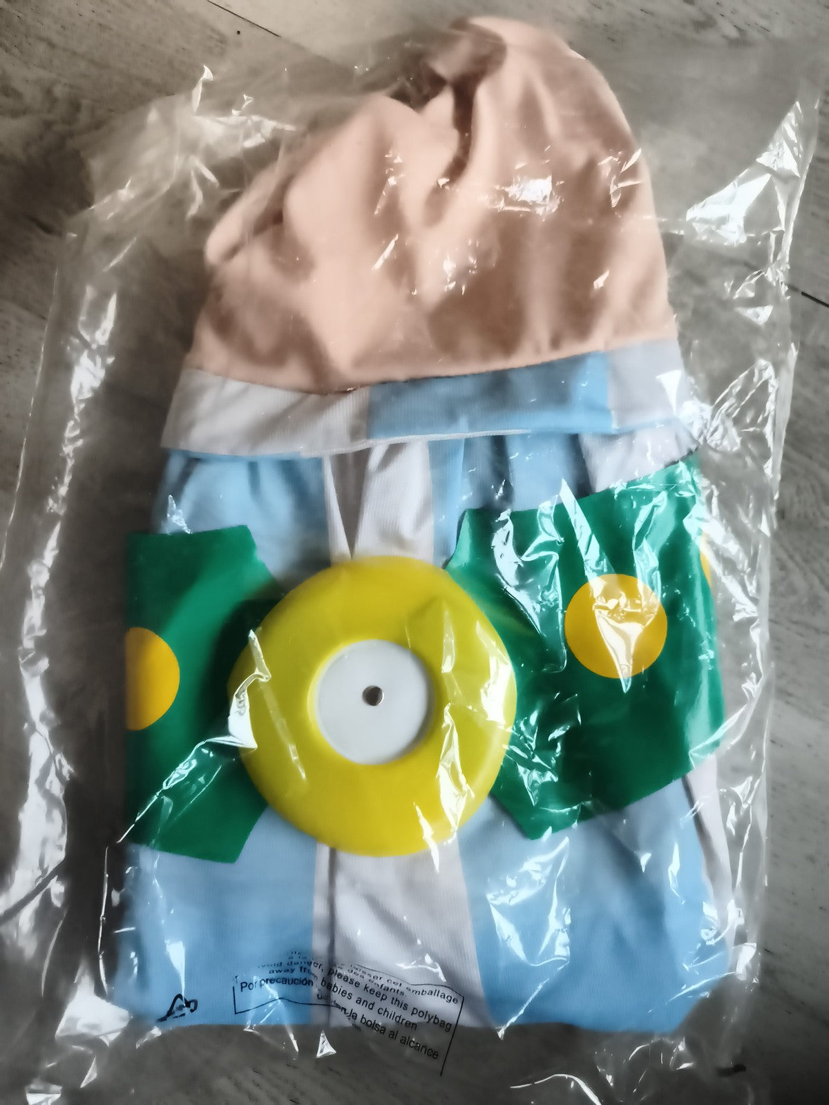 Costume Obélix enfant vintage Parc Astérix ancien déguisement bleu rayé