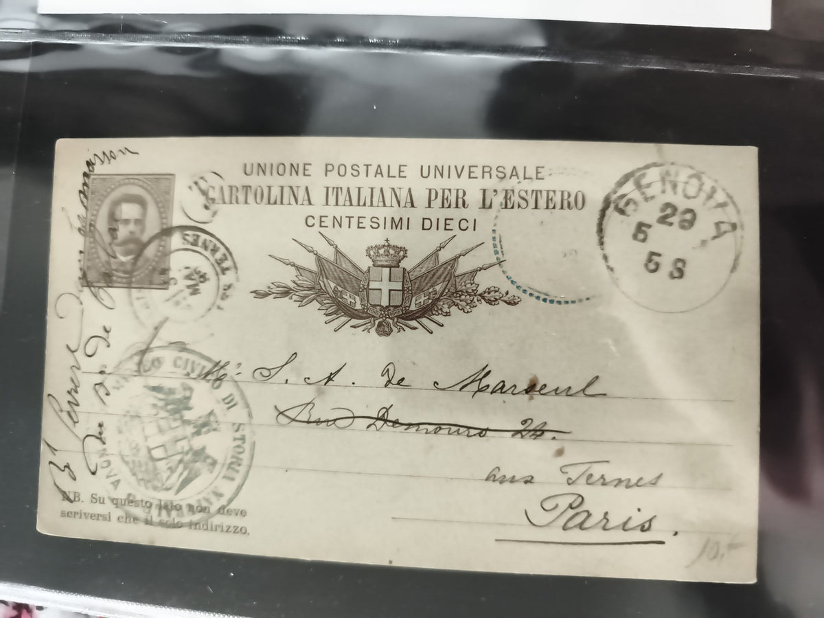 Carte postale ancienne Italie 10 centesimi affranchie Gênes 1895 philatélie