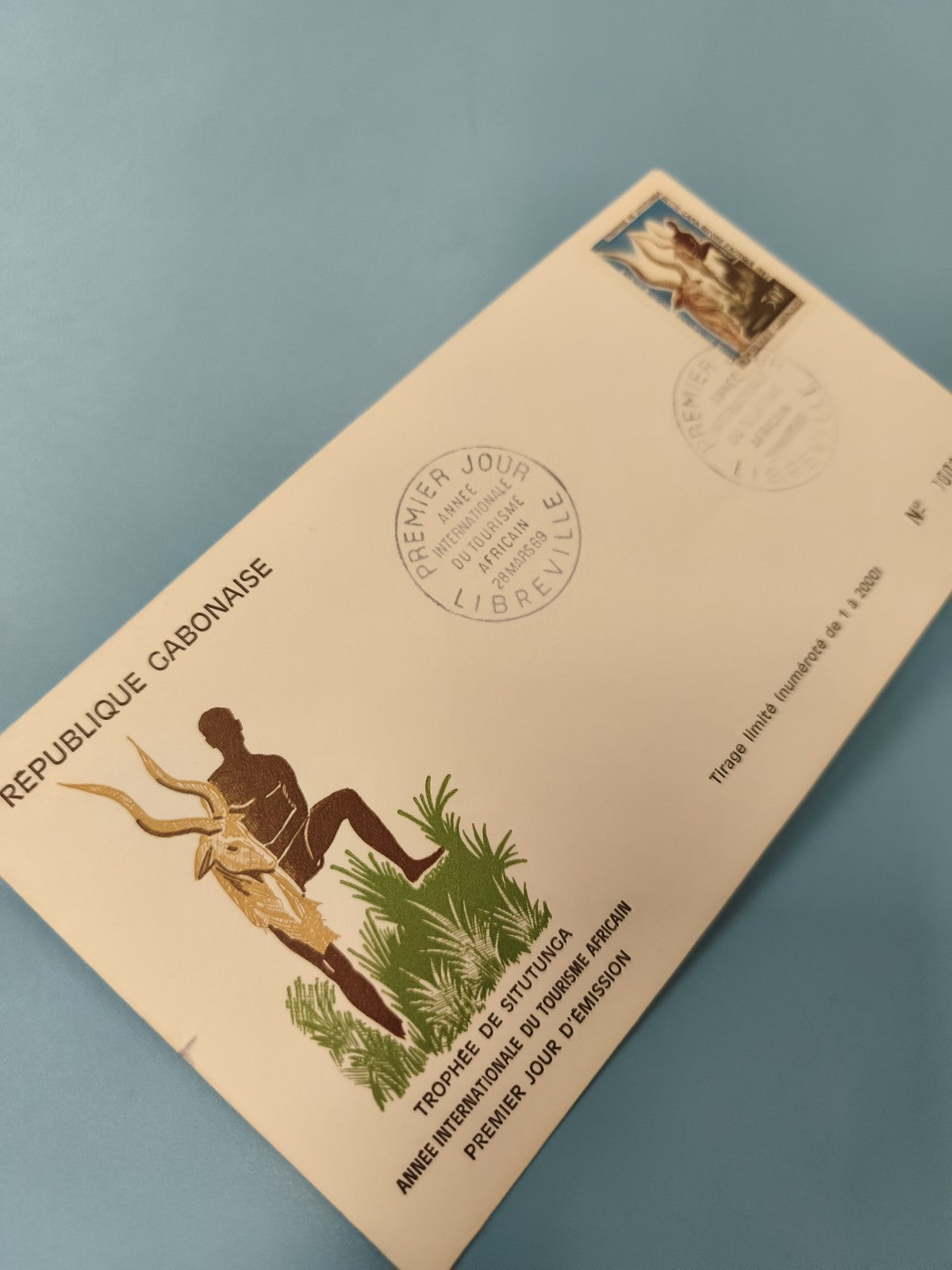 Enveloppe FDC Gabon Trophée Sitatunga Premier Jour Timbre Tourisme Africain