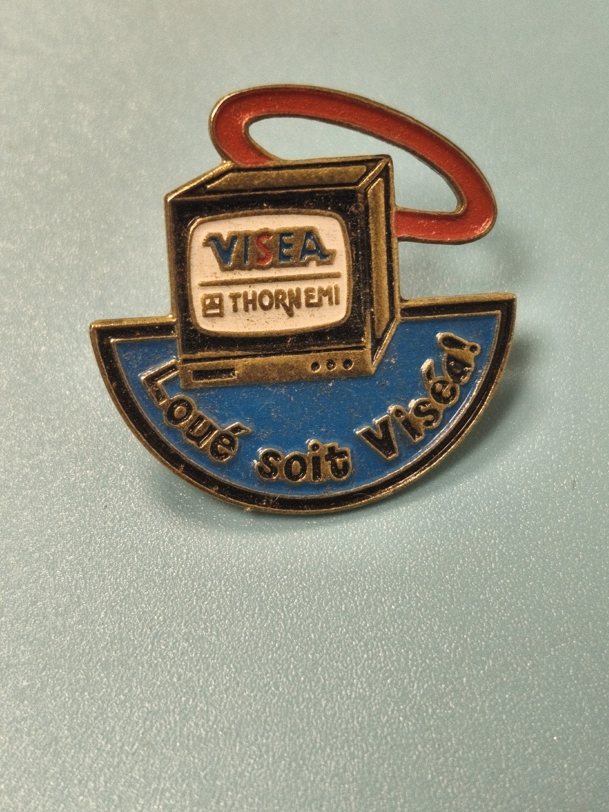 Pin's vintage Visea Thorn EMI ordinateur rétro, émail bleu, collection (Ref 5)