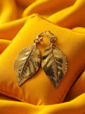 Boucles d?oreilles feuille vintage dorure métal, clip fantaisie rétro