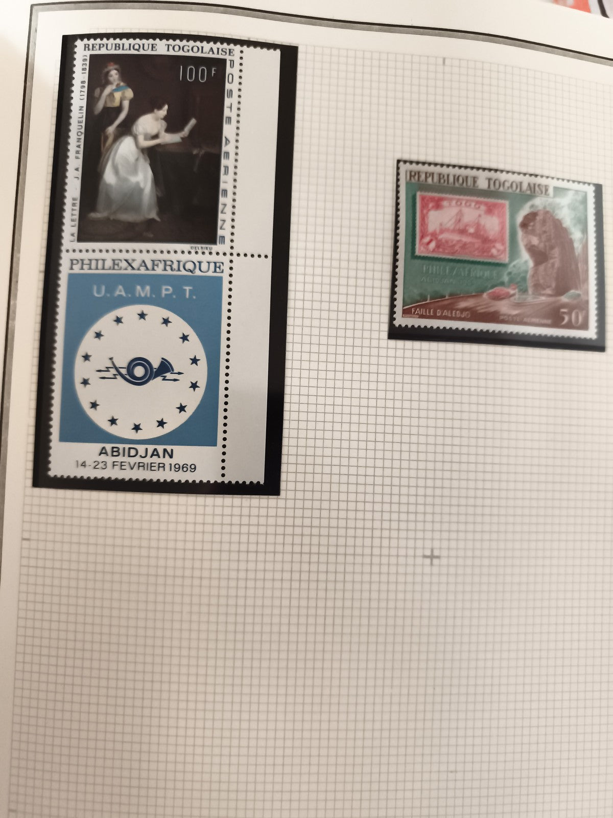 Timbres neufs Togo Philexafrique 1969 Poste aérienne 100F 50F anciens