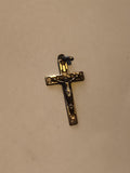 Petite croix ancienne pendentif Christ finition dorée style vintage religieux