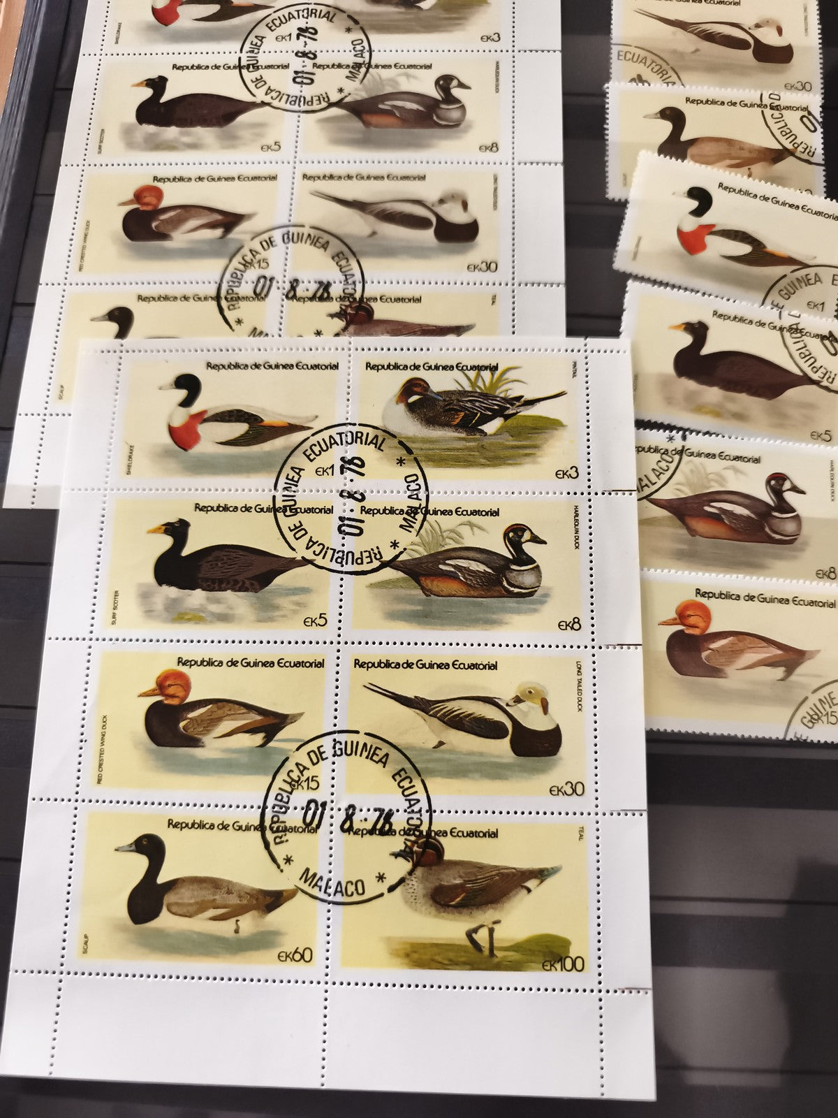 Timbres anciens oiseaux Guinée Équatoriale oblitérés 1976 philatélie lot