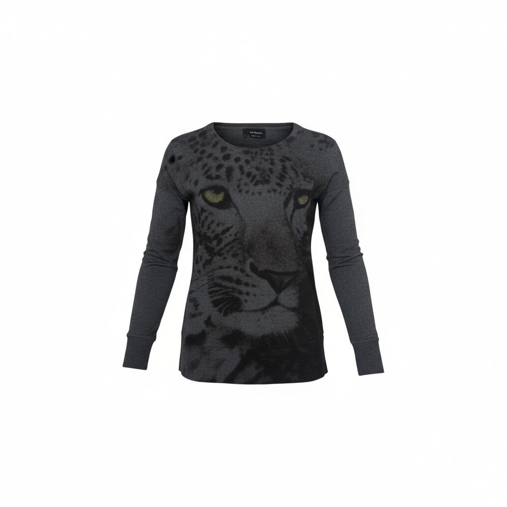Pull léger femme The Kooples motif léopard gris taille S sweatshirt