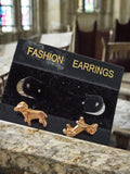 Boucles d’oreilles vintage animaux dorés années 60/70 – rétro mode