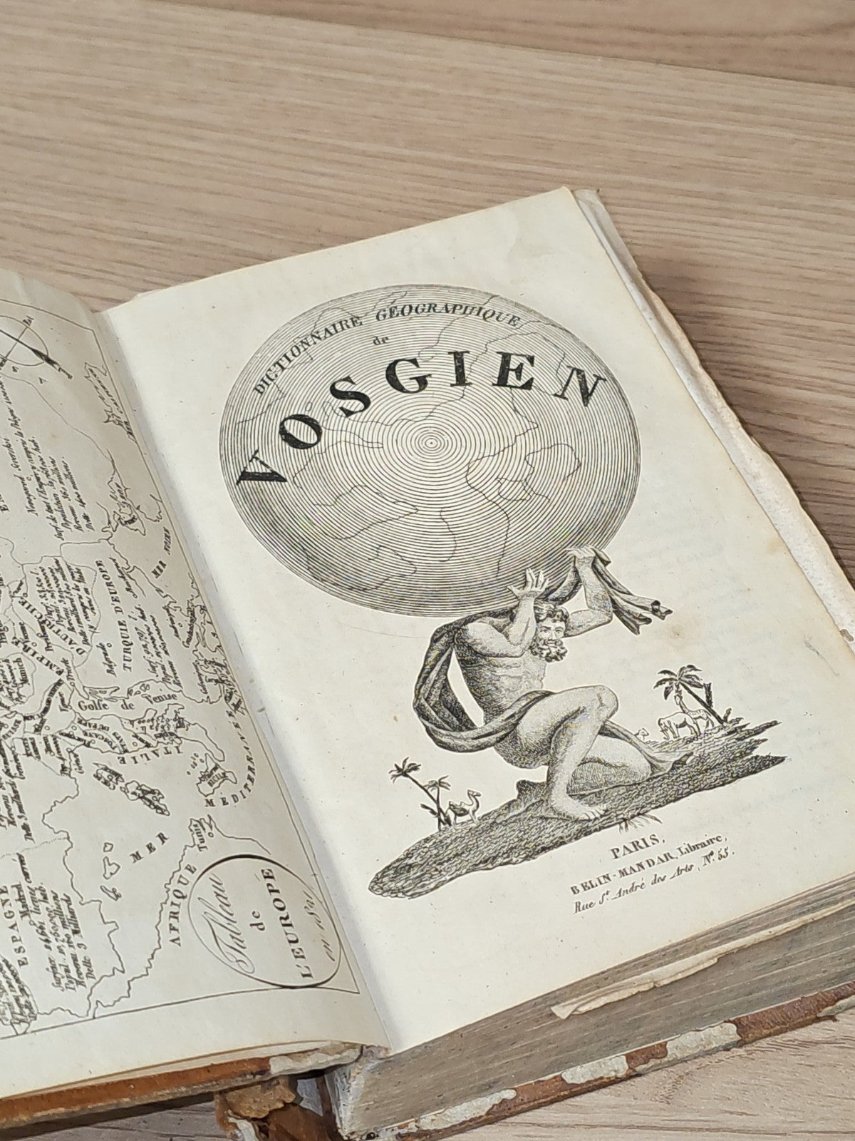 Dictionnaire géographique vosgien ancien vintage livre régional collection rétro