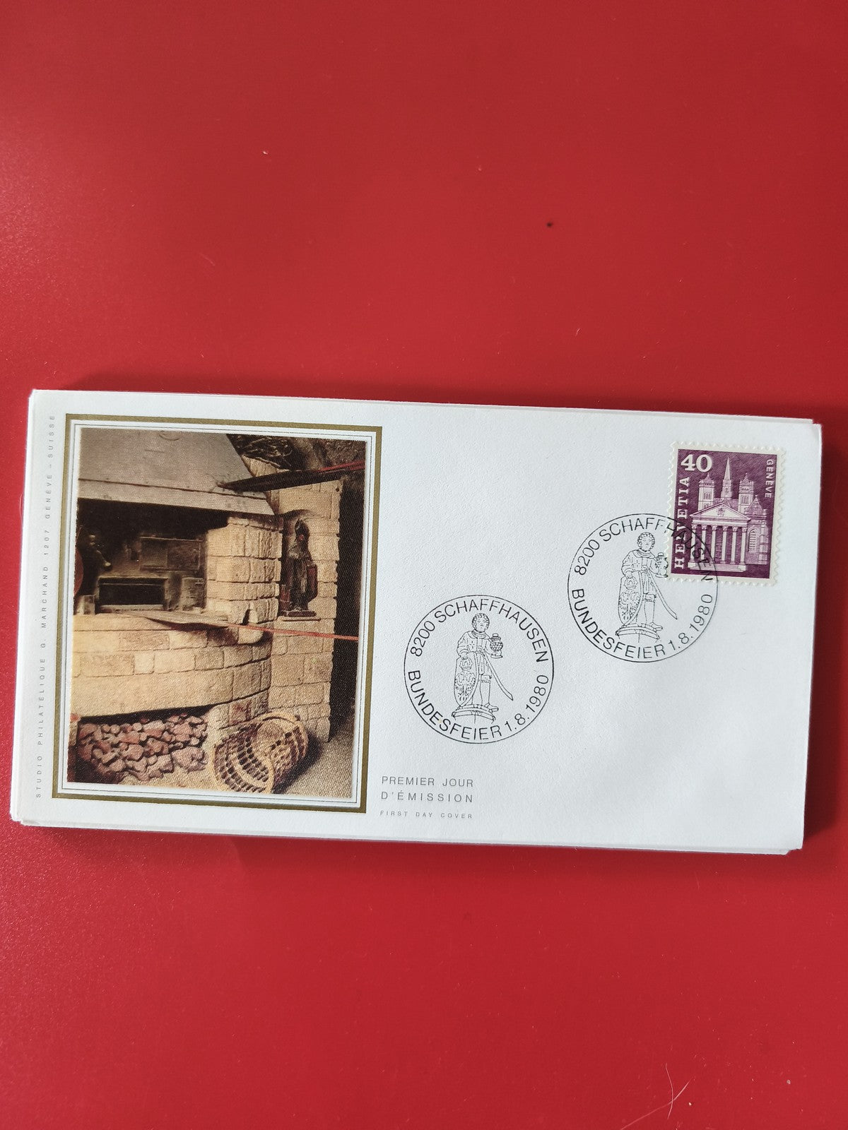 Enveloppe philatélie premier jour Suisse Schaffhausen timbre 40c illustration fo