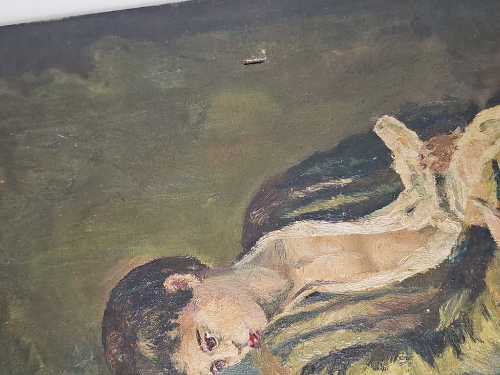 Ancien tableau vintage signé Bouby, peinture sur toile datée 1950, art rétro
