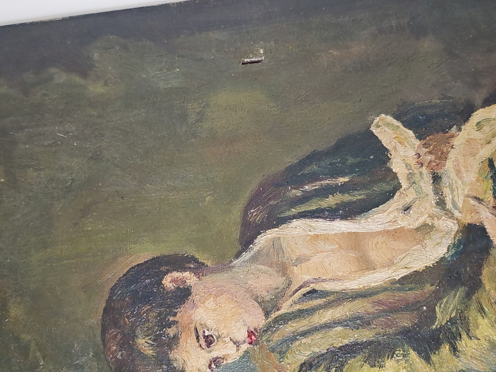 Ancien tableau vintage signé Bouby, peinture sur toile datée 1950, art rétro