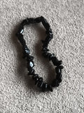 Bracelet pierres naturelles noir perles irrégulières élastique bijou fantaisie
