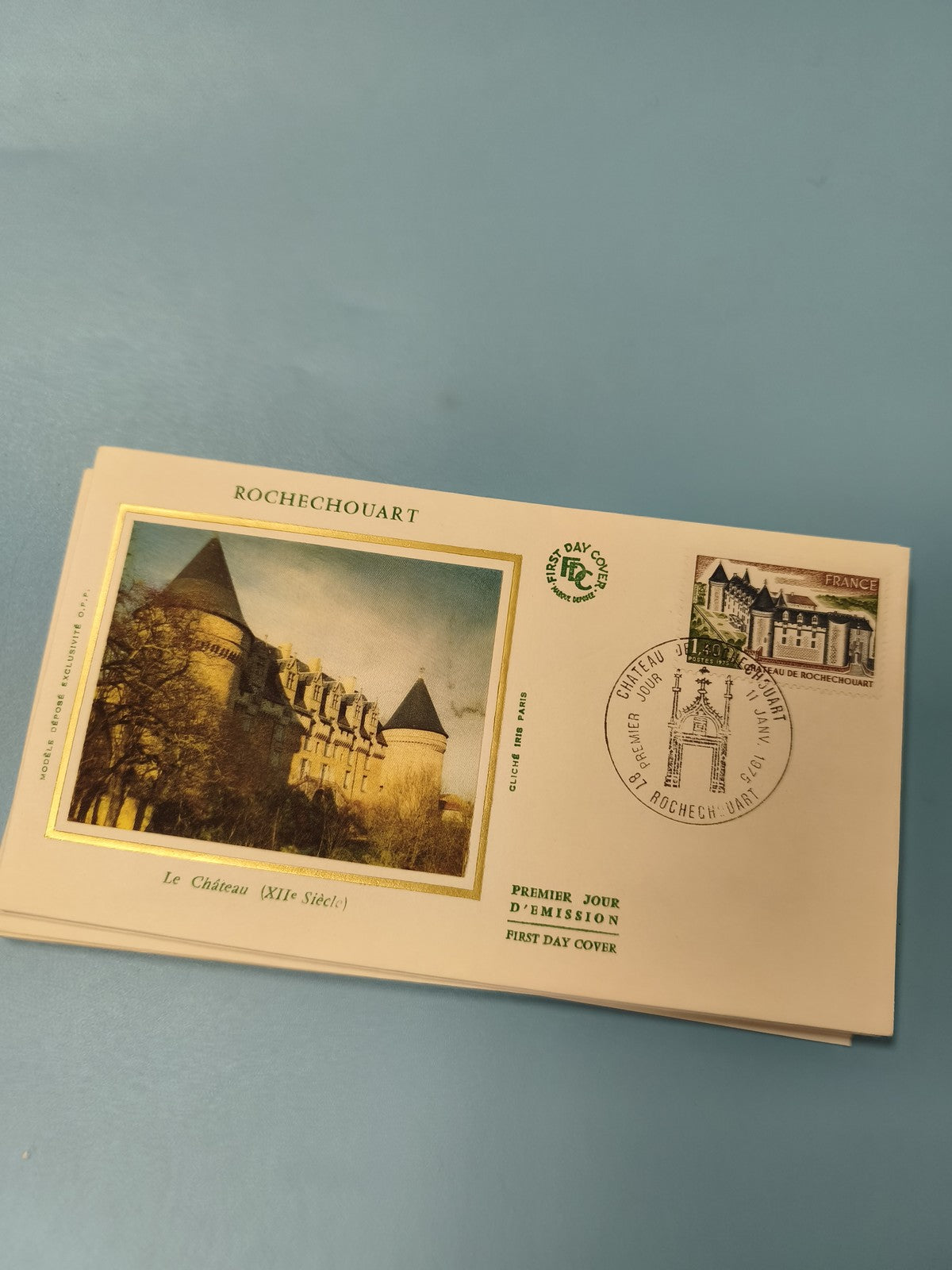 Ancienne enveloppe philatélie Rochechouart Premier Jour, château illustré FDC